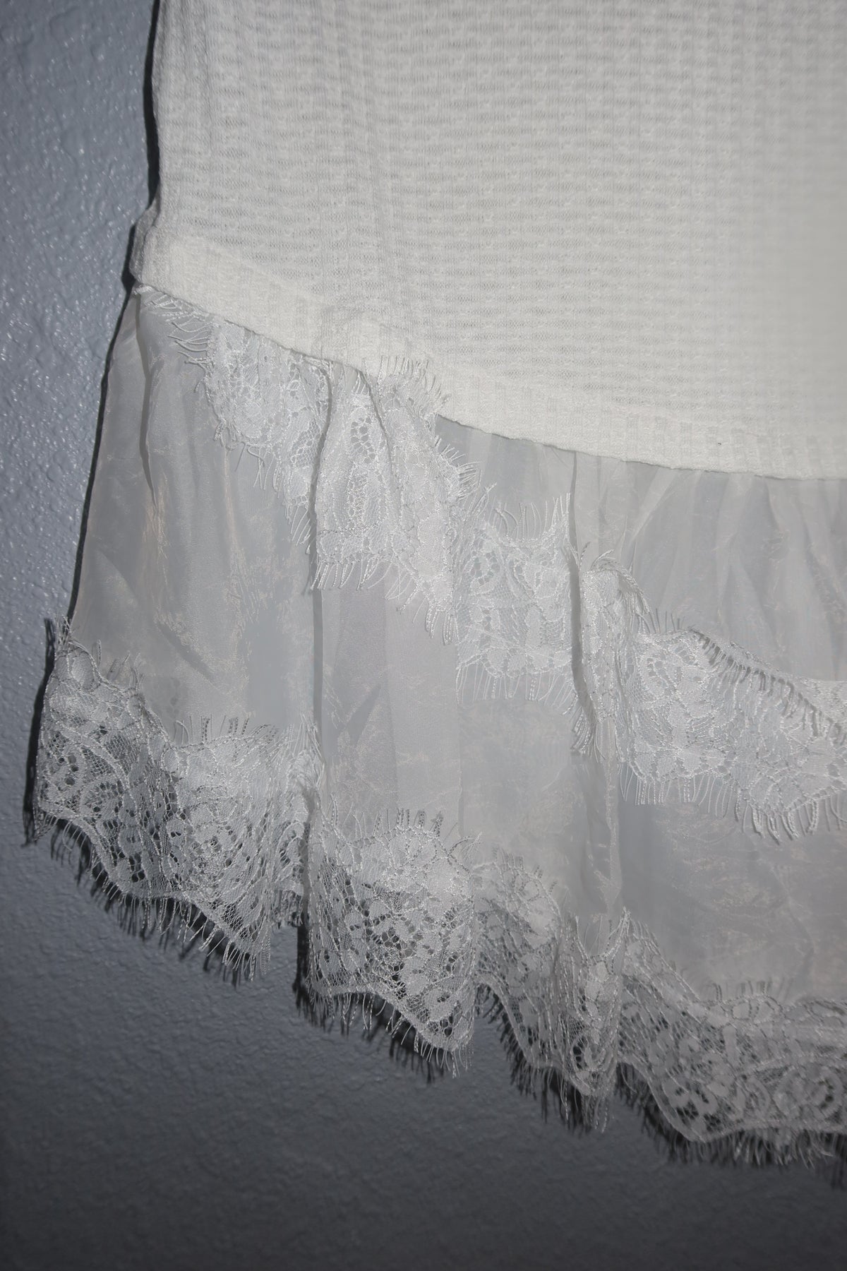 White Lace Ruffle Top