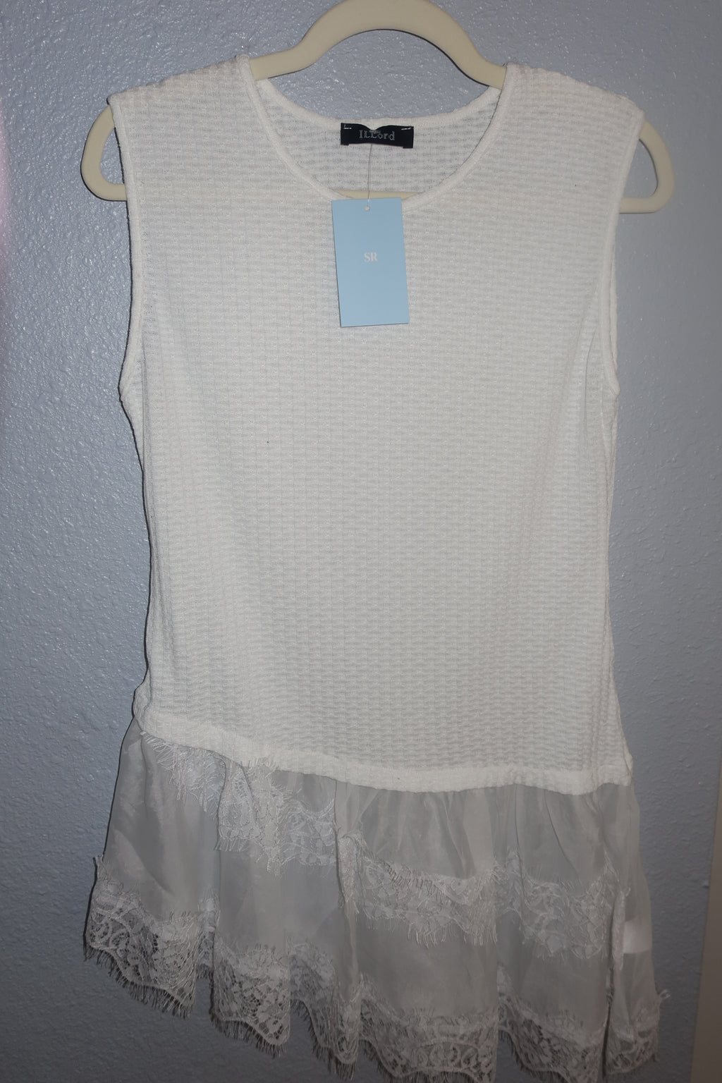 White Lace Ruffle Top