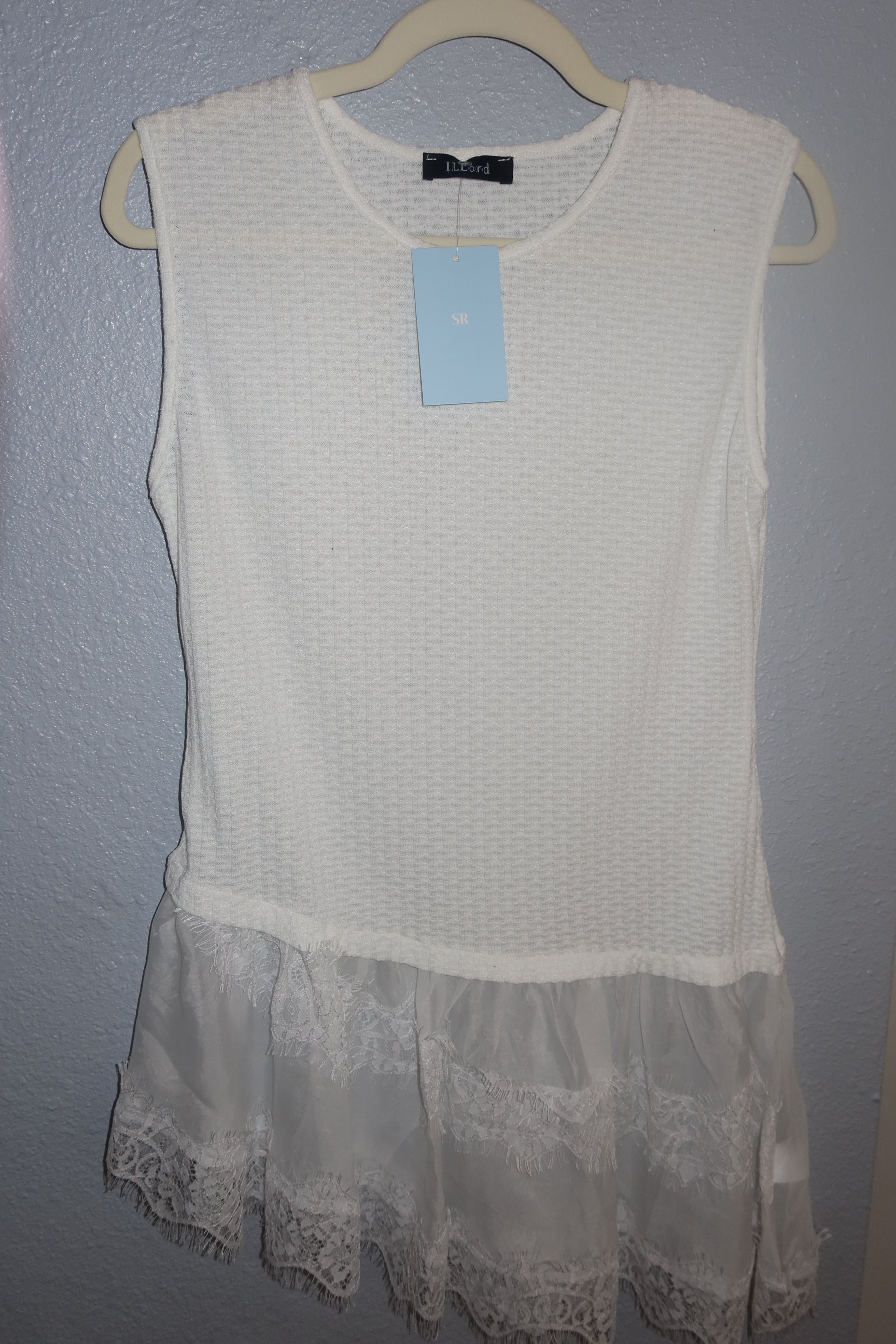 White Lace Ruffle Top