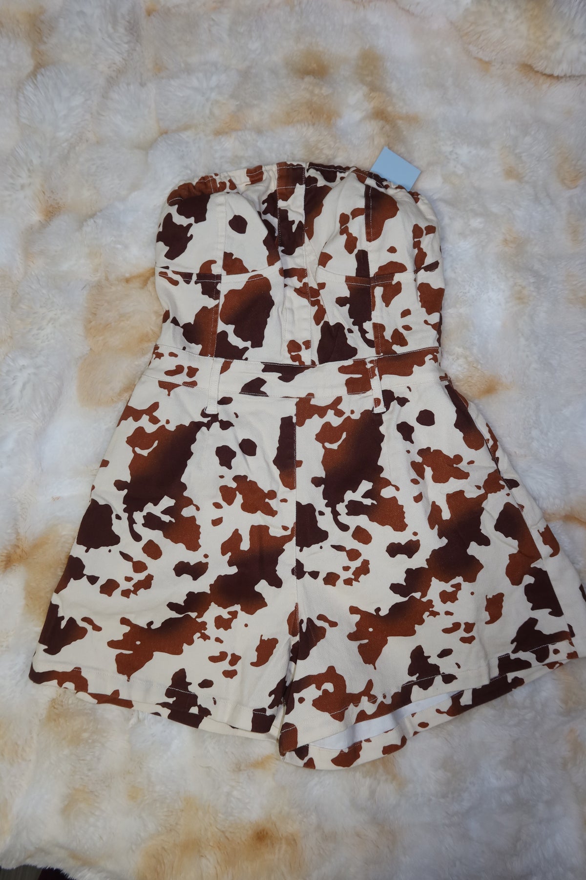 Cow Print Denim Romper