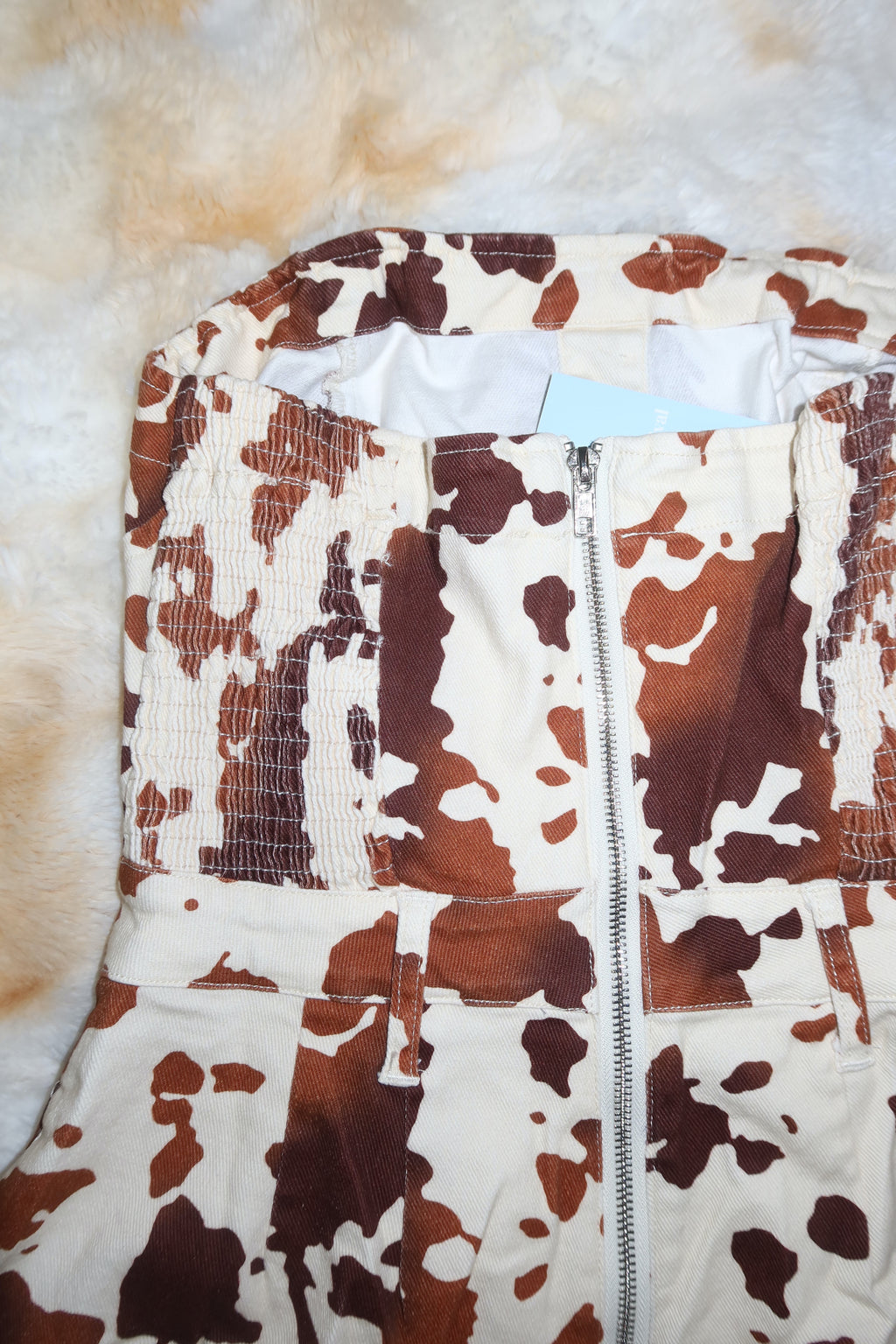 Cow Print Denim Romper